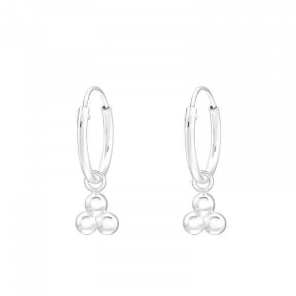 Silver Ear Hoops With Hanging Circles