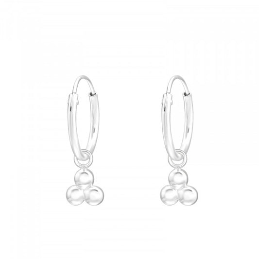 Silver Ear Hoops With Hanging Circles