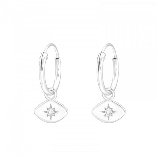 Silver Ear Hoops With Hanging Star