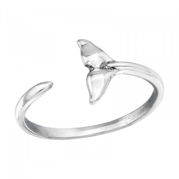 Silver Adjustable Whale Tail Ring