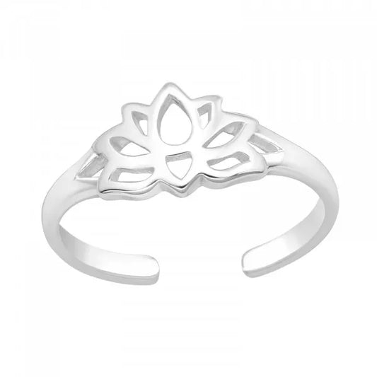 Silver Lotus Adjustable Toe Ring